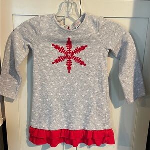 Gymboree Gray Dress with Red Snowflake and Ruffle